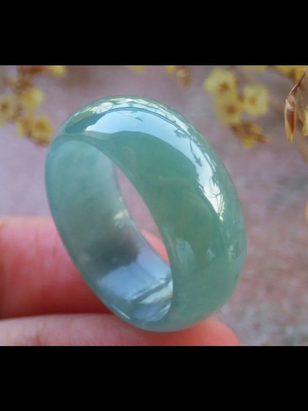 Certificate Jadeite Jewelry Jade luck happiness joyful Green Thick Ring Size10.5